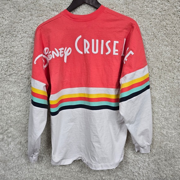 Disney Cruise Line Spirit Jersey Medium Coral White Striped Long Sleeve Shirt - Picture 2 of 9